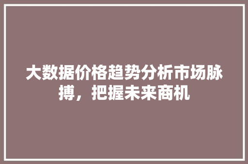大数据价格趋势分析市场脉搏，把握未来商机 编程语言