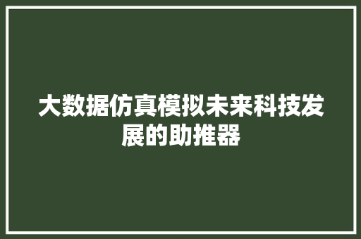 大数据仿真模拟未来科技发展的助推器 编程语言