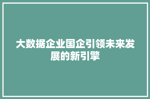 大数据企业国企引领未来发展的新引擎 电脑故障维修