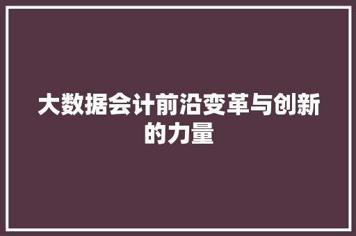 大数据会计前沿变革与创新的力量