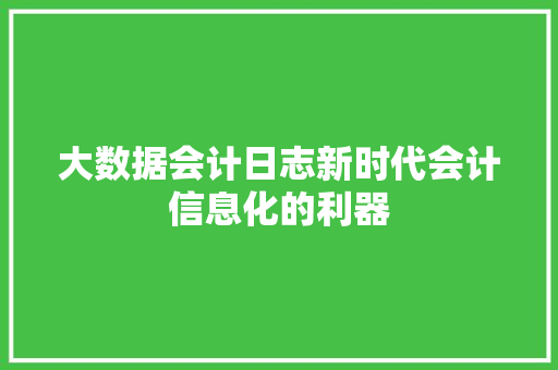 大数据会计日志新时代会计信息化的利器 操作系统