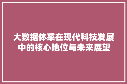 大数据体系在现代科技发展中的核心地位与未来展望