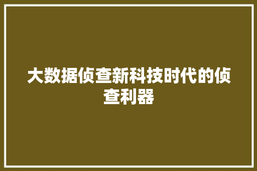 大数据侦查新科技时代的侦查利器