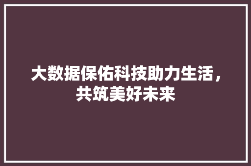 大数据保佑科技助力生活，共筑美好未来