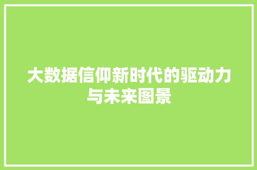 大数据信仰新时代的驱动力与未来图景