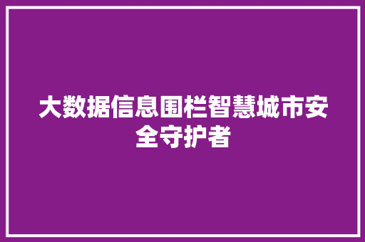 大数据信息围栏智慧城市安全守护者