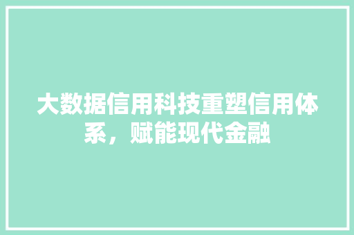 大数据信用科技重塑信用体系,赋能现代金融 大数据信用科技重塑信用体系,赋能现代金融