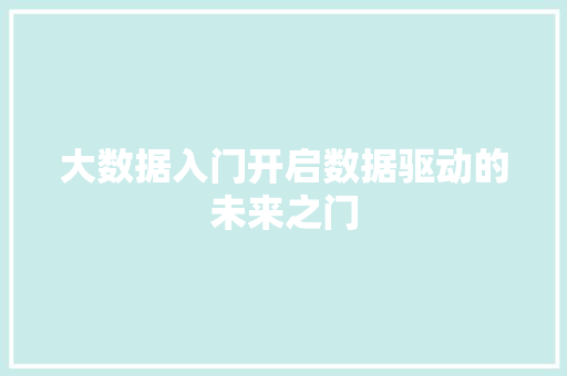大数据入门开启数据驱动的未来之门