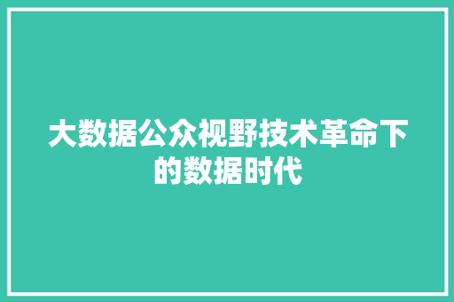 大数据公众视野技术革命下的数据时代