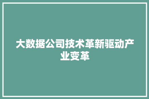 大数据公司技术革新驱动产业变革