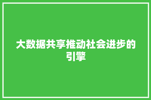 大数据共享推动社会进步的引擎