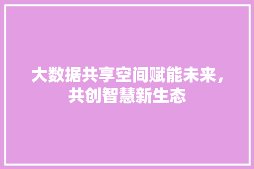 大数据共享空间赋能未来，共创智慧新生态