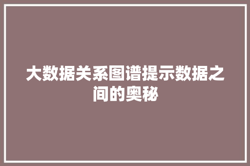 大数据关系图谱提示数据之间的奥秘