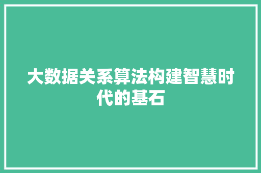 大数据关系算法构建智慧时代的基石 电脑配置