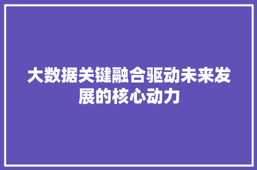 大数据关键融合驱动未来发展的核心动力 电脑配置
