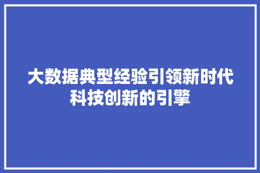 大数据典型经验引领新时代科技创新的引擎 编程语言