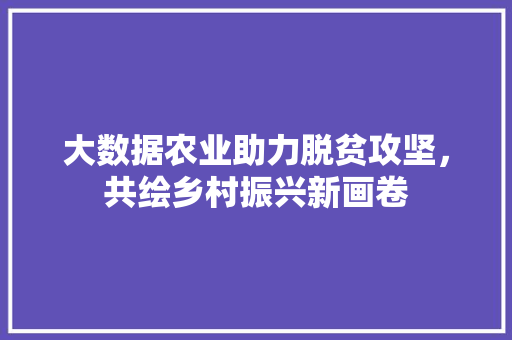 大数据农业助力脱贫攻坚，共绘乡村振兴新画卷 电脑配置