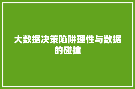 大数据决策陷阱理性与数据的碰撞