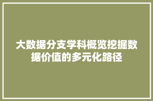 大数据分支学科概览挖掘数据价值的多元化路径