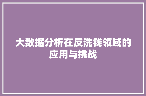 大数据分析在反洗钱领域的应用与挑战 操作系统 大数据分析在反洗钱领域的应用与挑战 操作系统