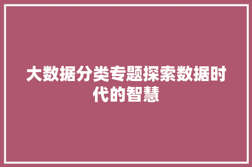 大数据分类专题探索数据时代的智慧