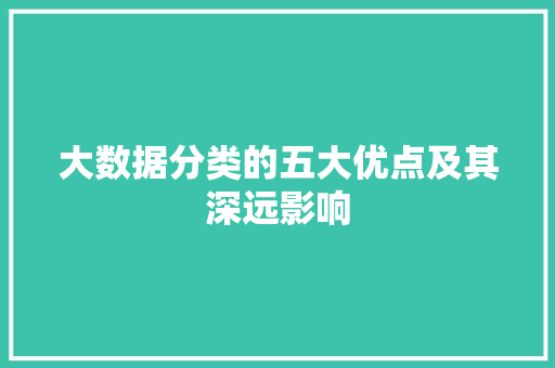 大数据分类的五大优点及其深远影响