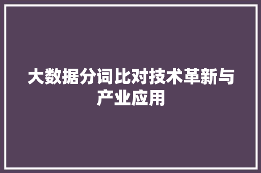 大数据分词比对技术革新与产业应用
