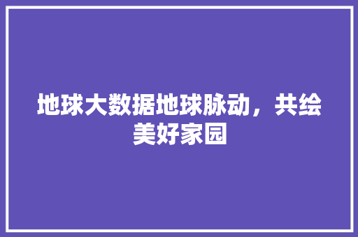 地球大数据地球脉动，共绘美好家园 电脑故障维修