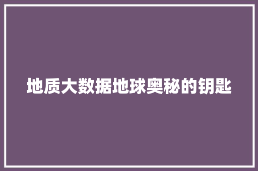 地质大数据地球奥秘的钥匙 操作系统