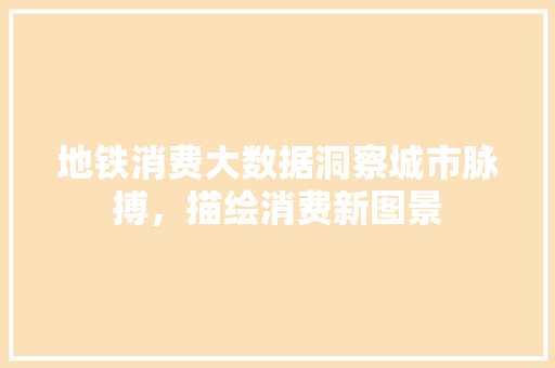 地铁消费大数据洞察城市脉搏，描绘消费新图景 操作系统
