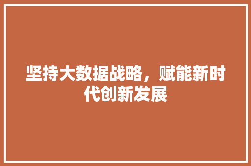 坚持大数据战略，赋能新时代创新发展 网络技术