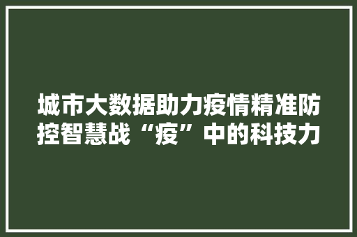 城市大数据助力疫情精准防控智慧战“疫”中的科技力量 编程语言