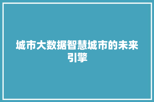 城市大数据智慧城市的未来引擎 电脑基础