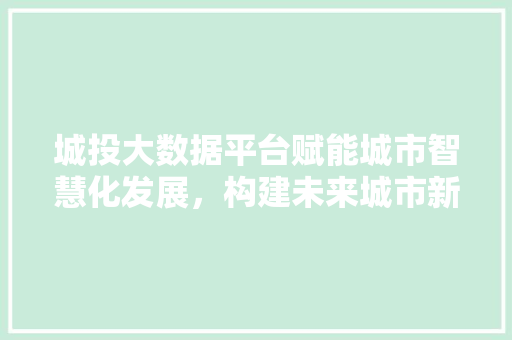 城投大数据平台赋能城市智慧化发展，构建未来城市新格局 编程语言