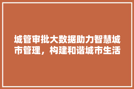 城管审批大数据助力智慧城市管理，构建和谐城市生活 编程语言