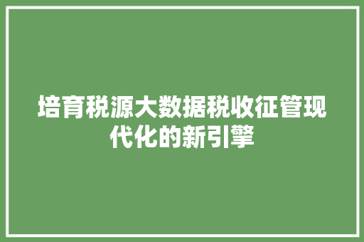 培育税源大数据税收征管现代化的新引擎 电脑故障维修 培育税源大数据税收征管现代化的新引擎 电脑故障维修