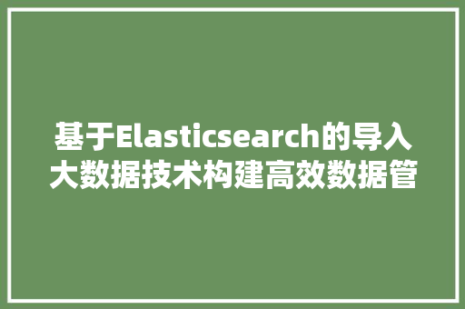 基于Elasticsearch的导入大数据技术构建高效数据管理平台 网络技术