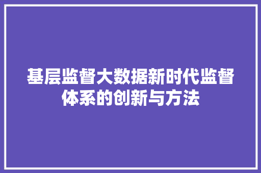 基层监督大数据新时代监督体系的创新与方法 电脑配置