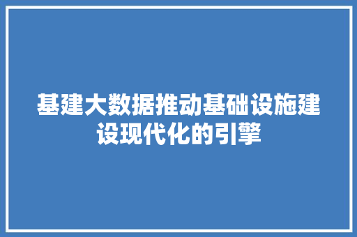 基建大数据推动基础设施建设现代化的引擎 编程语言