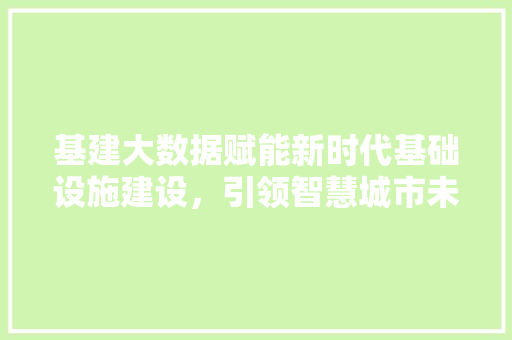 基建大数据赋能新时代基础设施建设，引领智慧城市未来 电脑配置