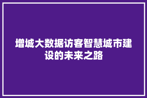 增城大数据访客智慧城市建设的未来之路 操作系统
