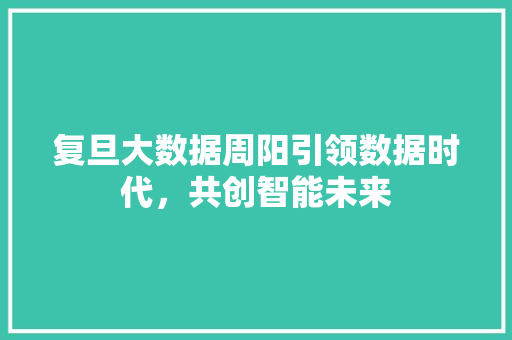复旦大数据周阳引领数据时代,共创智能未来 网络技术 复旦大数据周阳引领数据时代,共创智能未来 网络技术