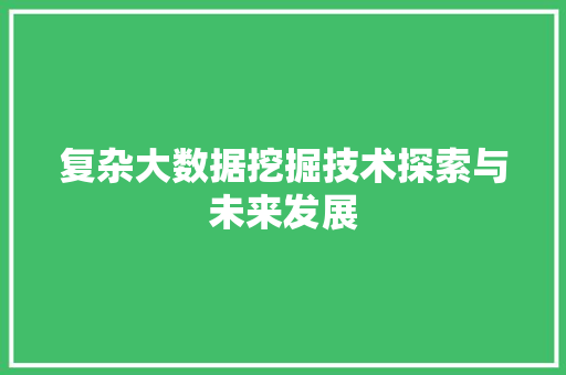复杂大数据挖掘技术探索与未来发展 编程语言