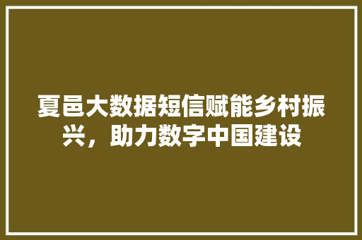 夏邑大数据短信赋能乡村振兴,助力数字中国建设 电脑配置 夏邑大数据短信赋能乡村振兴,助力数字中国建设 电脑配置