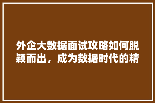 外企大数据面试攻略如何脱颖而出，成为数据时代的精英 电脑故障维修