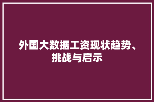 外国大数据工资现状趋势、挑战与启示