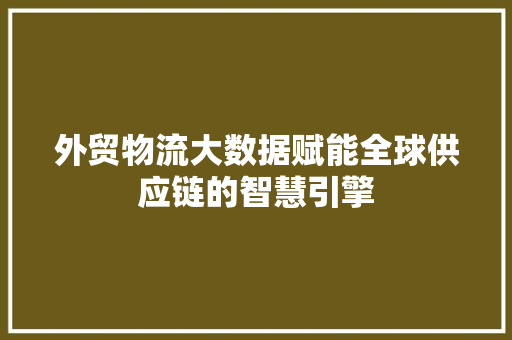 外贸物流大数据赋能全球供应链的智慧引擎 编程语言
