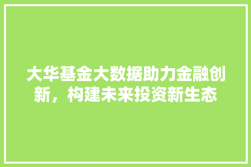 大华基金大数据助力金融创新,构建未来投资新生态 编程语言 大华基金大数据助力金融创新,构建未来投资新生态 编程语言
