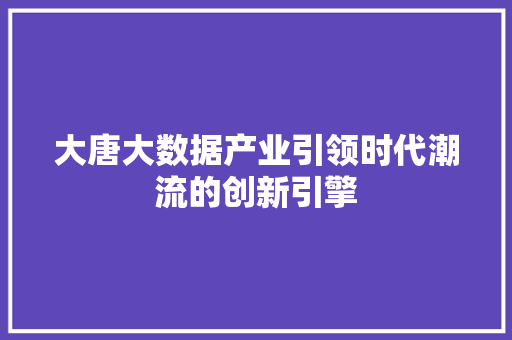 大唐大数据产业引领时代潮流的创新引擎 电脑故障维修