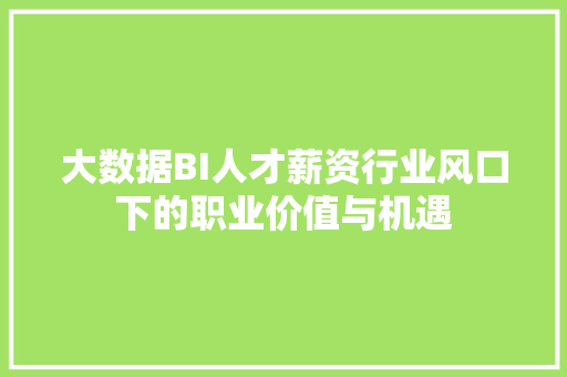 大数据BI人才薪资行业风口下的职业价值与机遇 电脑基础 大数据BI人才薪资行业风口下的职业价值与机遇 电脑基础